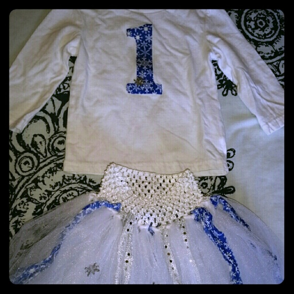 Baby girl's first birthday snowflake 2 piece