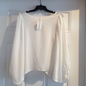 White Blouse with Bell Sleeves & Criss Cross Back