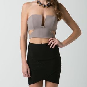 Beige Cutout Crop Top