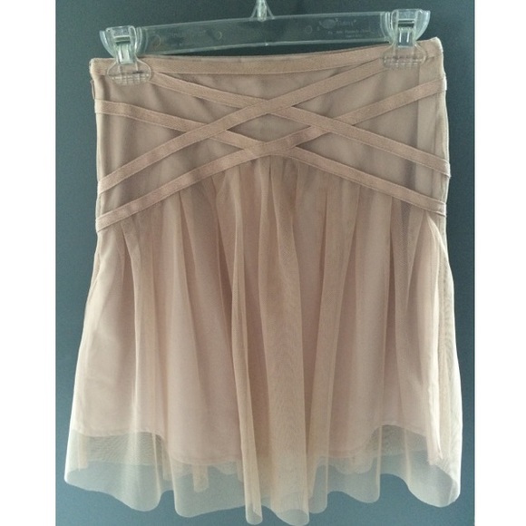 Nasty Gal Nude high waisted skirt with lace detail