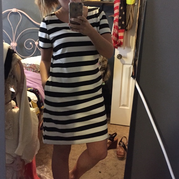 Black and white stripped dress