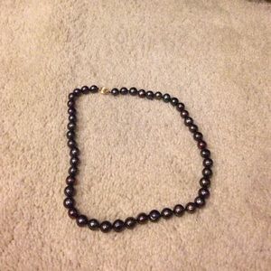Genuine black pearl necklace