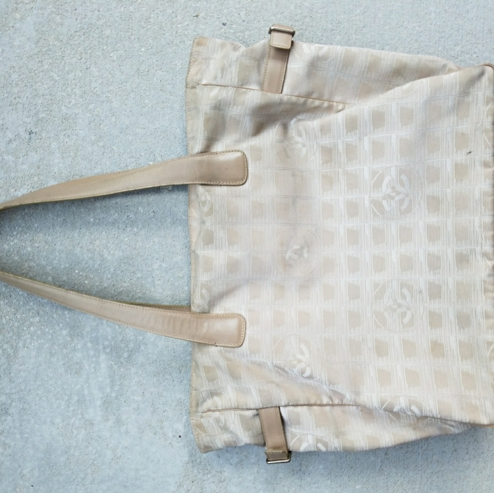 Chanel Canvas Travel Line Bag Tote Large Auth