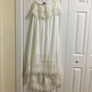 Off White, Off Shoulder High Low-L