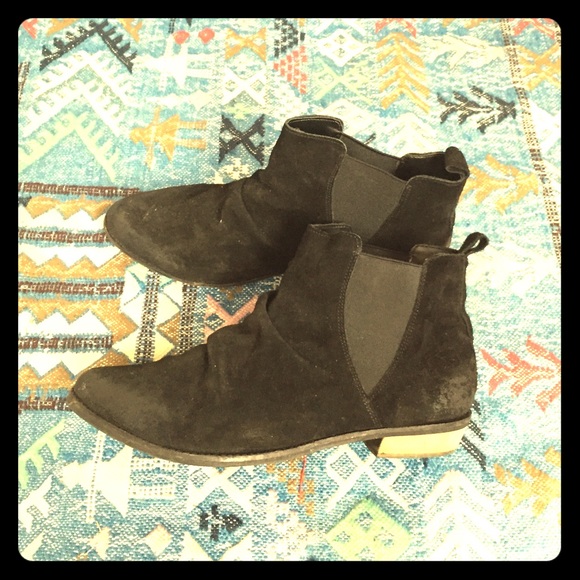 Black suede booties size 10