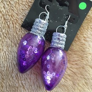 Purple Christmas bulb earrings