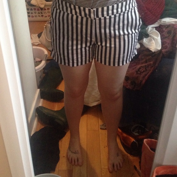 Black and whit striped shorts
