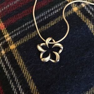 Na Hoku White Gold Floating Plumeria Necklace