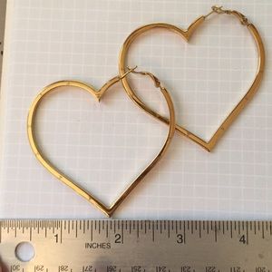 Authentic CHANEL Gold Heart Hoop Earrings