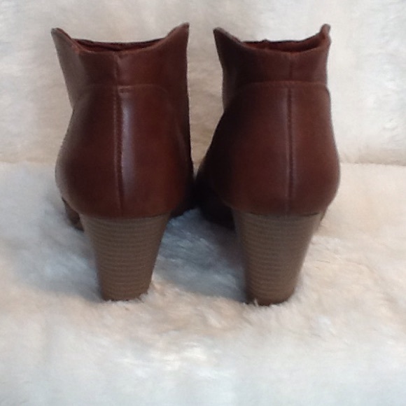 Simulated Brown Leather Ankle Boots - Picture 2 of 4