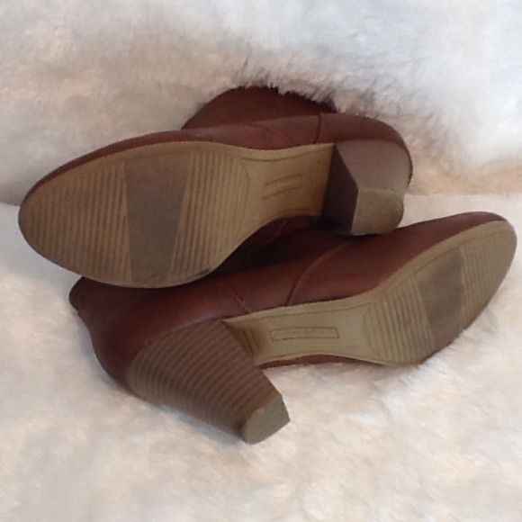 Simulated Brown Leather Ankle Boots - Picture 3 of 4