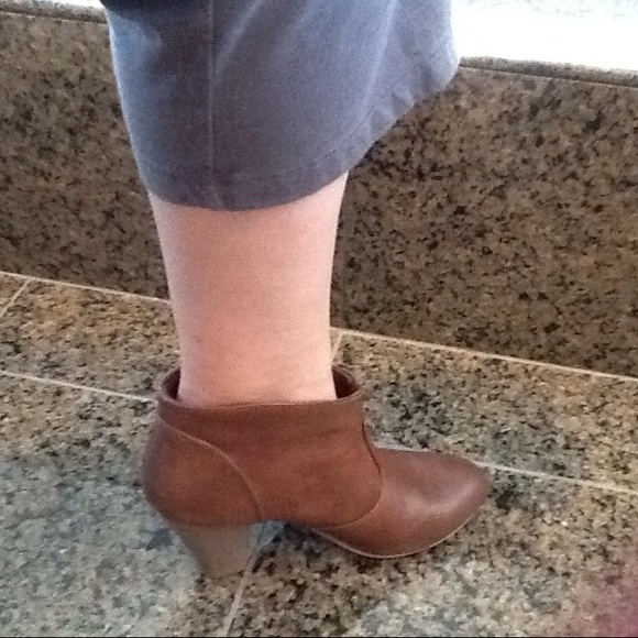 Simulated Brown Leather Ankle Boots - Picture 4 of 4