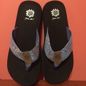 Yellow box flip flops