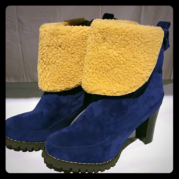 Blue Lumber Jill Heeled Booties