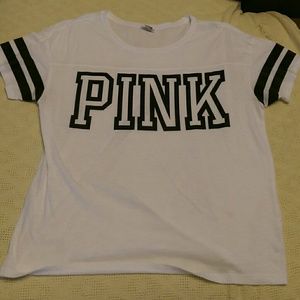 Pink varsity tee