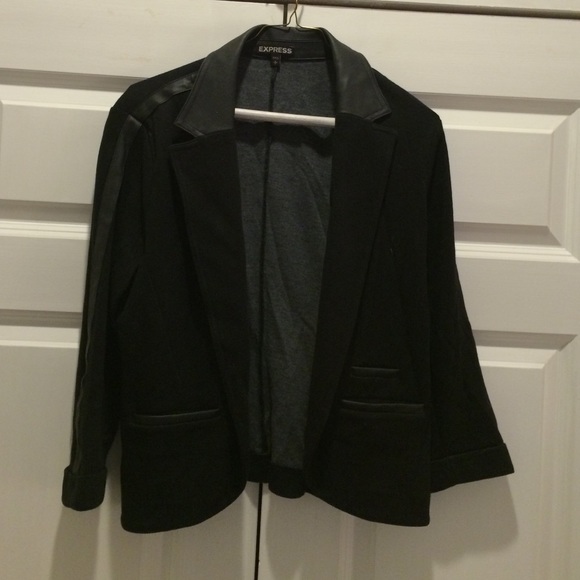 Cotton blazer with leather accents