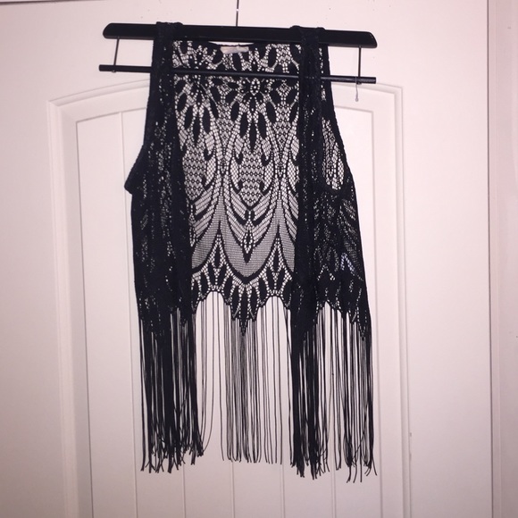 PacSun Jackets & Blazers - ⚫️ Black Poppy fringe vest ⚫️