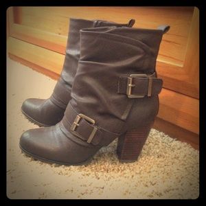 Fergicious brown leather booties, size 6.5