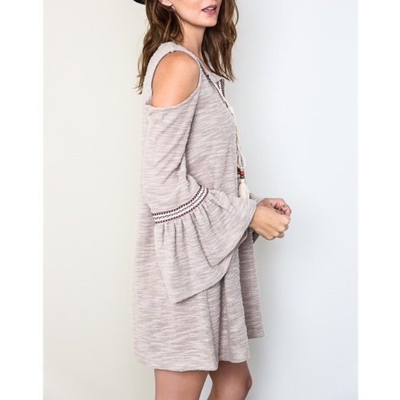 X "Sestina" Cold Shoulder Bell Sleeved Dress - Picture 3 of 4