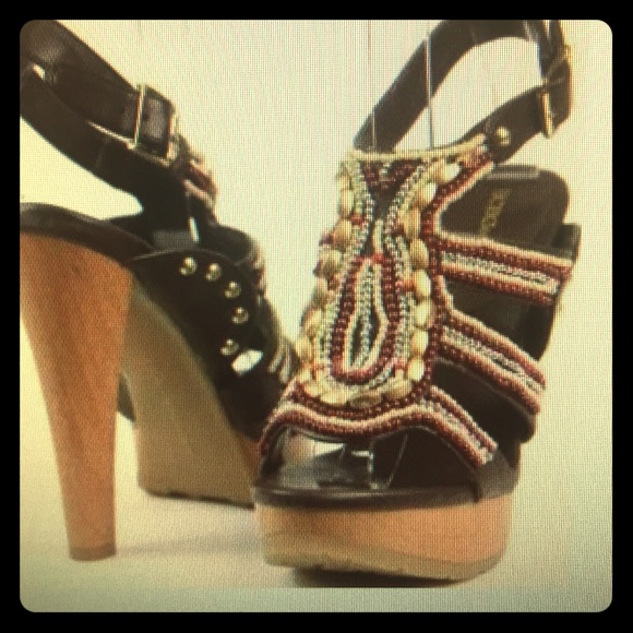 Brown BCBG beaded heels