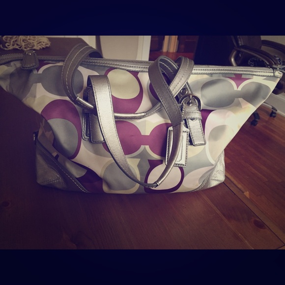 Purple and silver Coach purse