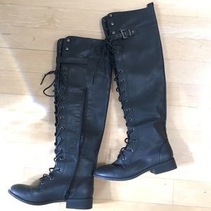 Vegan leather over the knee boots