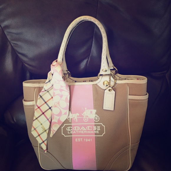 Coach Canvas Leather Bleeker Tote Bag