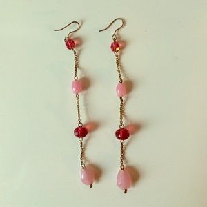 Pair of pink drop earrings.