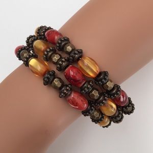 Memory Wire Wrap Bracelet With Acrylic Beads