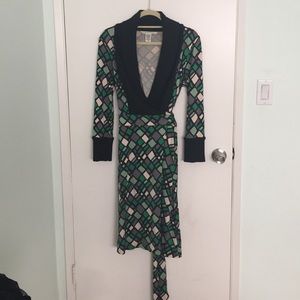 DVF SILK AND CASHMERE WRAP DRESS