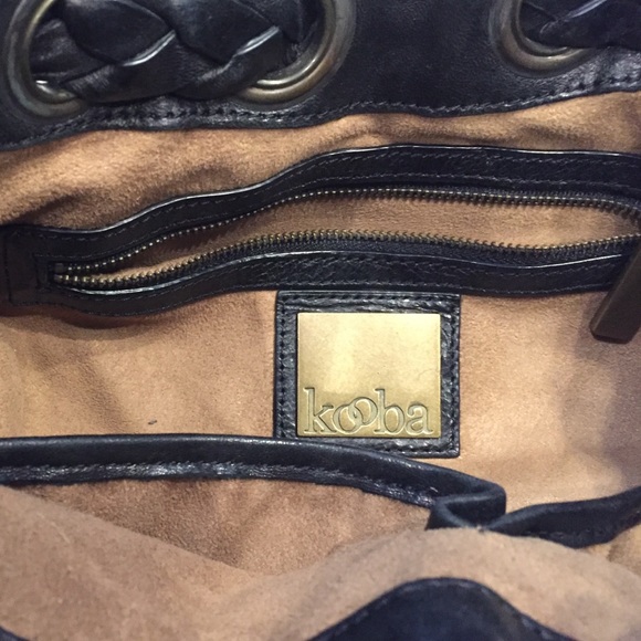 Kooba black leather grommet woven "Ginger" hobo - Picture 3 of 3
