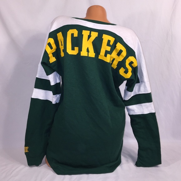PINK Victoria's Secret Tops - VS PINK Green Bay Packers Varsity Crew Sweatshirt