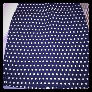 Navy blue polka dot pencil skirt