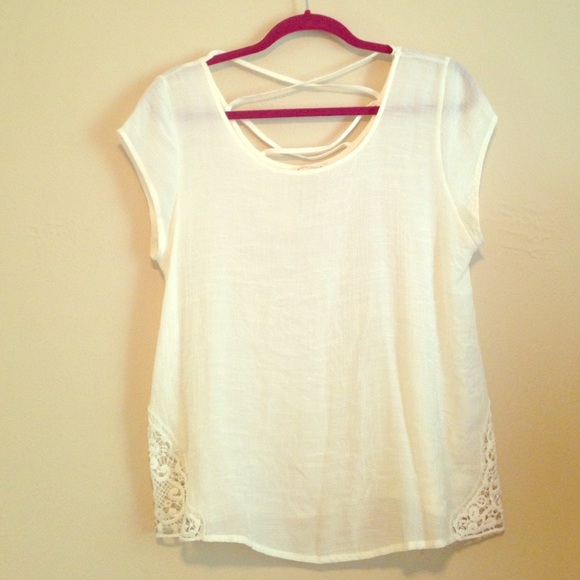 White Lace Linen Top