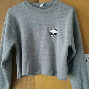 Brandy Melville gray cropped alien sweater