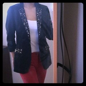 Studded Long Black Blazer