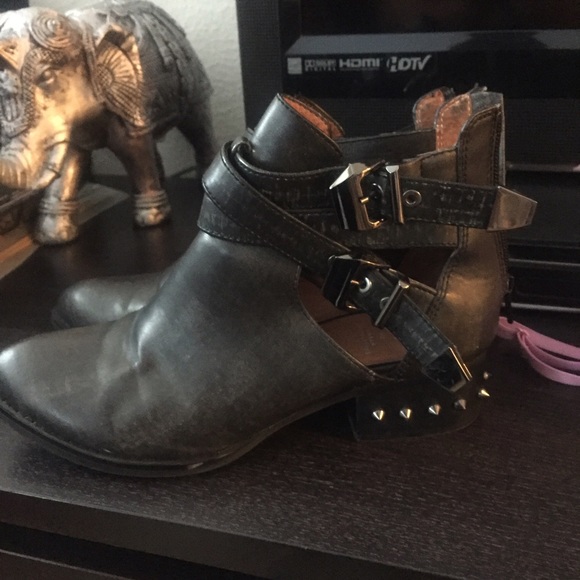 Studded cut out booties