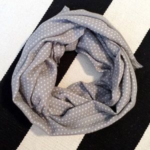 J. Crew Grey & White Dot Scarf