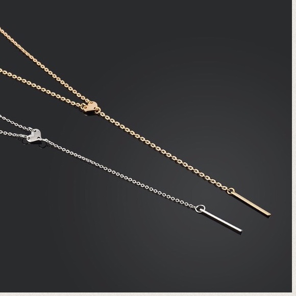 Gold or Silver Y-Heart Necklace - Picture 3 of 4