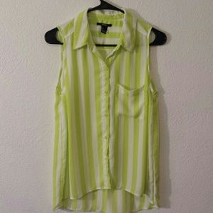 Striped collared button up  tank