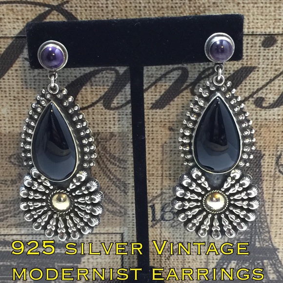Jewelry - Vintage  OH MY!! 925 Silver Modernist Earrings