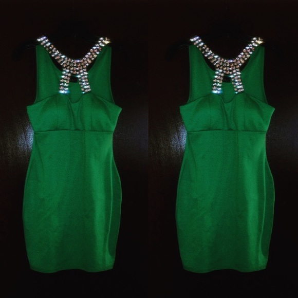 Mini Green Studded Collar Dress💎💚