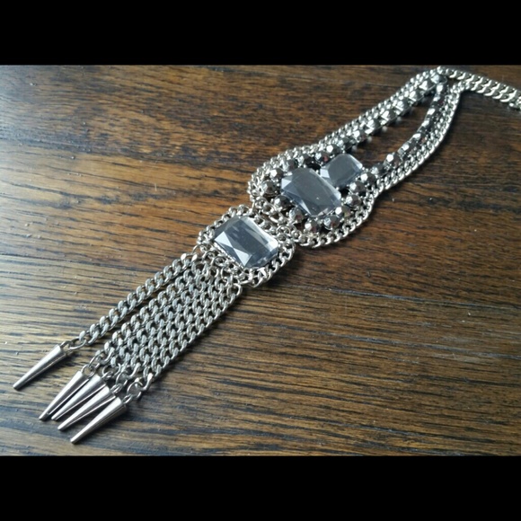 Rhinestone silver necklace