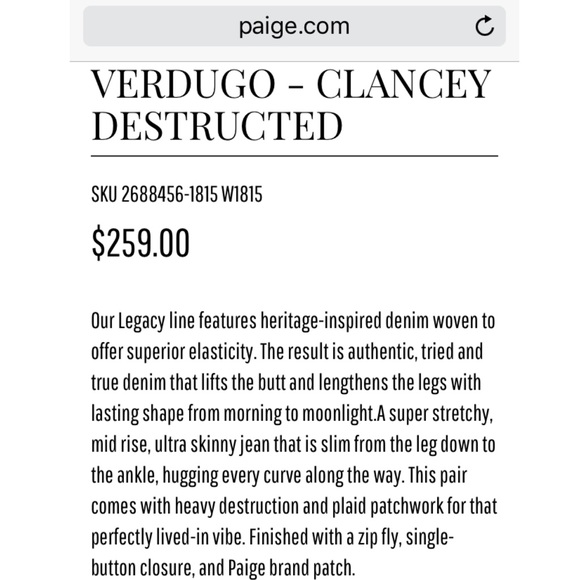 Paige Verdugo Destructed Skinny Denim - Picture 4 of 4