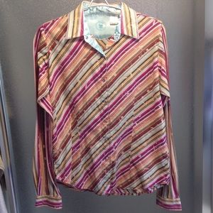 Twenty X Long Sleeve Snap Front Striped Shirt