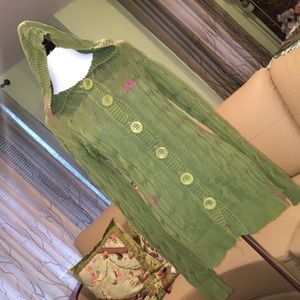 Green button down cardigan