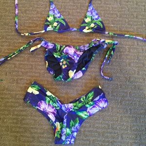 Pucker back custom made flower bikini 2 bottoms