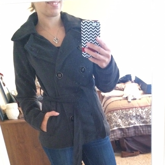 Charlotte Russe Jackets & Blazers - Charlotte Russe Charcoal Peacoat