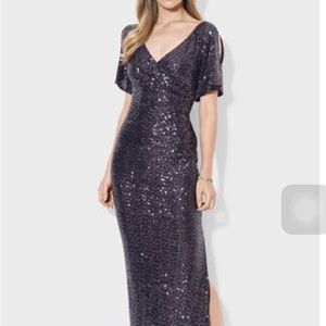 Ralph Lauren Sequin Dress Evening Gown sleeve