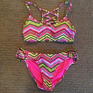 Tribal pattern rainbow bikini set